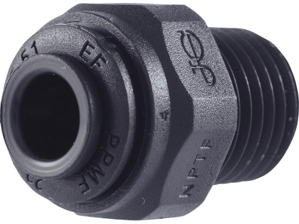 John Guest Reverse Osmosis RO Fitting Black - PP010822E Male Connector 1/4 Inch Tube x 1/8 Inch (NPTF Thread)