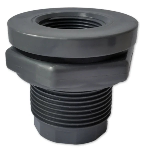 Heavy Duty PVC Double Tapped Bulkhead - 3/4 Inch
