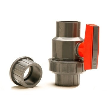 PVC Single Union Ball Valve Socket with Slip and Threaded Fittings Grey - 1 1/2 Inch