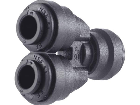 John Guest Reverse Osmosis RO Fitting Black - PP2308E Black Two Way Divider 1/4 Inch
