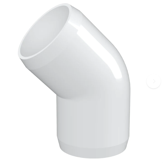 PVC 45 Degree Elbow Schedule 40 - 1 Inch White