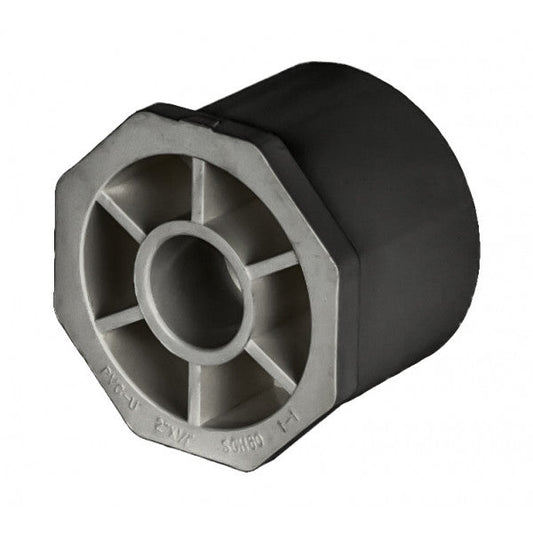 PVC Reducer Bushing - Schedule 80 - Grey - Spigot x Socket - 2 Inch to 1/2 Inch