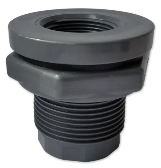 Heavy Duty PVC Double Tapped Bulkhead - 1 Inch