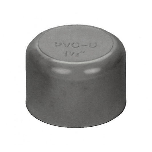 PVC End Cap Schedule 80 Slip - 1 1/2 Inch Grey