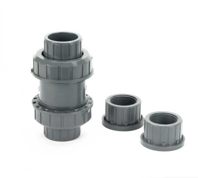 PVC True Union Ball Check Valve with Slip and Threaded Fittings Grey- 1/2 Inch