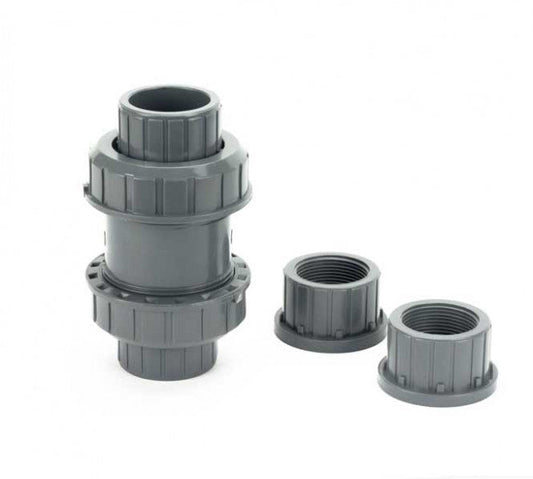 PVC True Union Ball Check Valve with Slip and Threaded Fittings Grey- 1/2 Inch