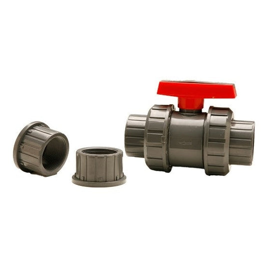PVC True Union Ball Valve with Slip and Threaded Fittings Grey - 1 1/4 Inch