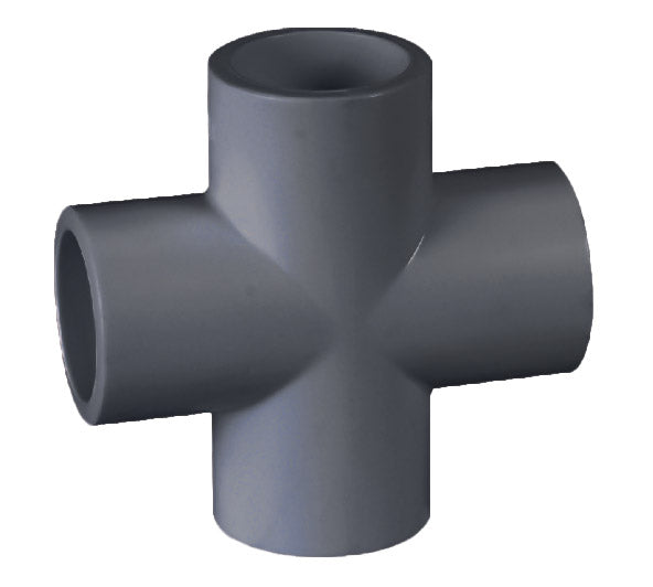 PVC Cross Schedule 80 - 1/2 Inch Grey